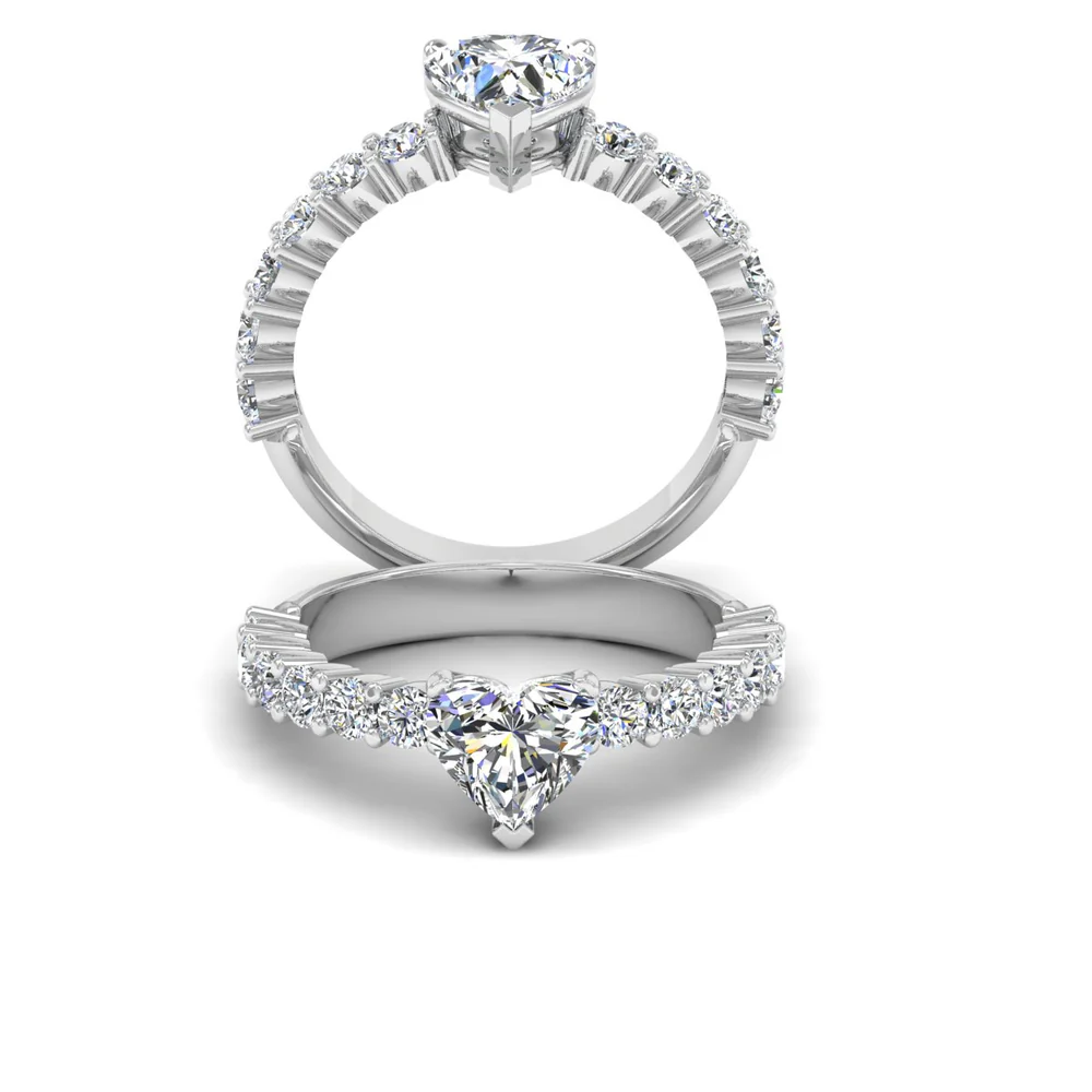 Heart Cut Prong Set Moissanite Engagement Ring