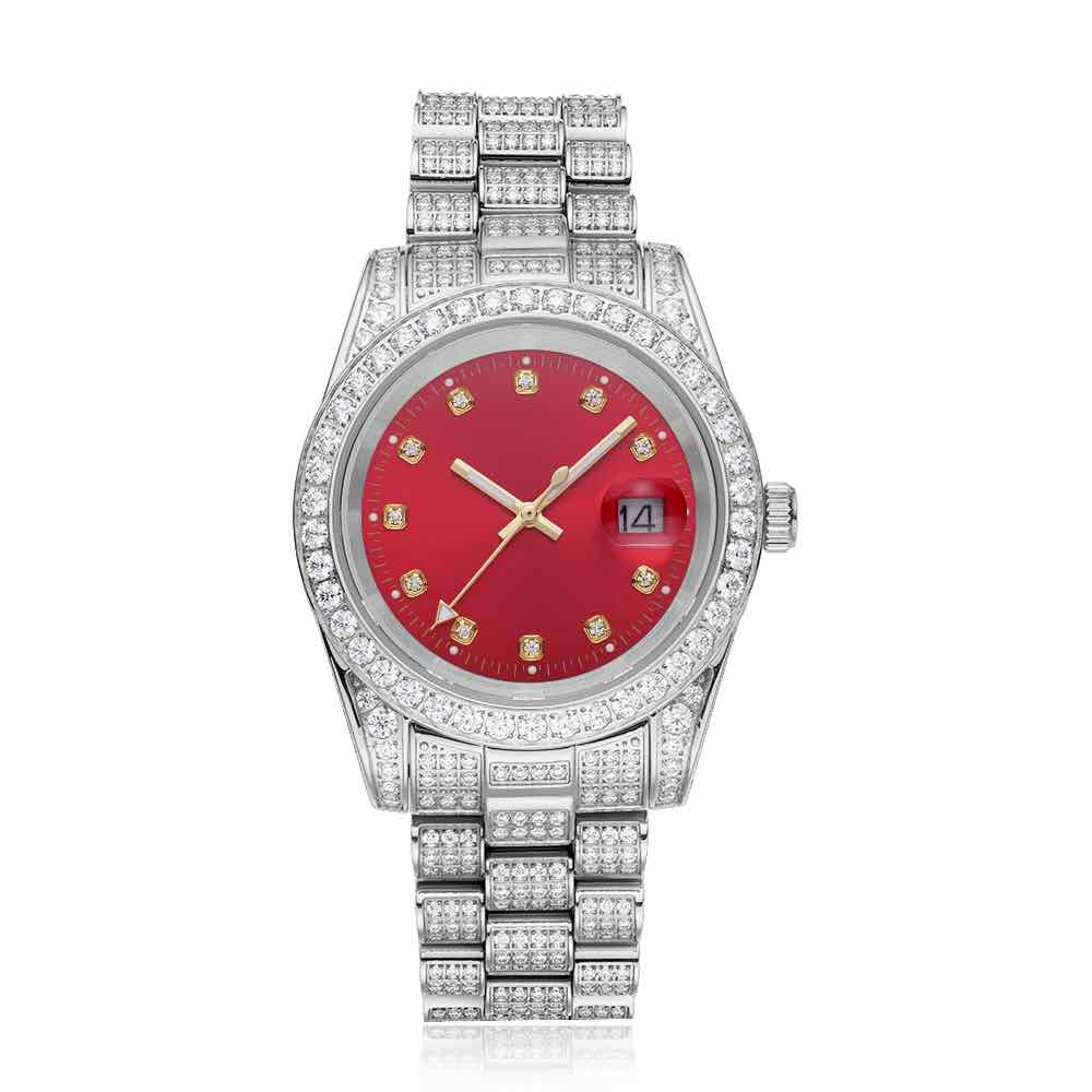 Moissanite Presidential Watch Red Dial 41MM