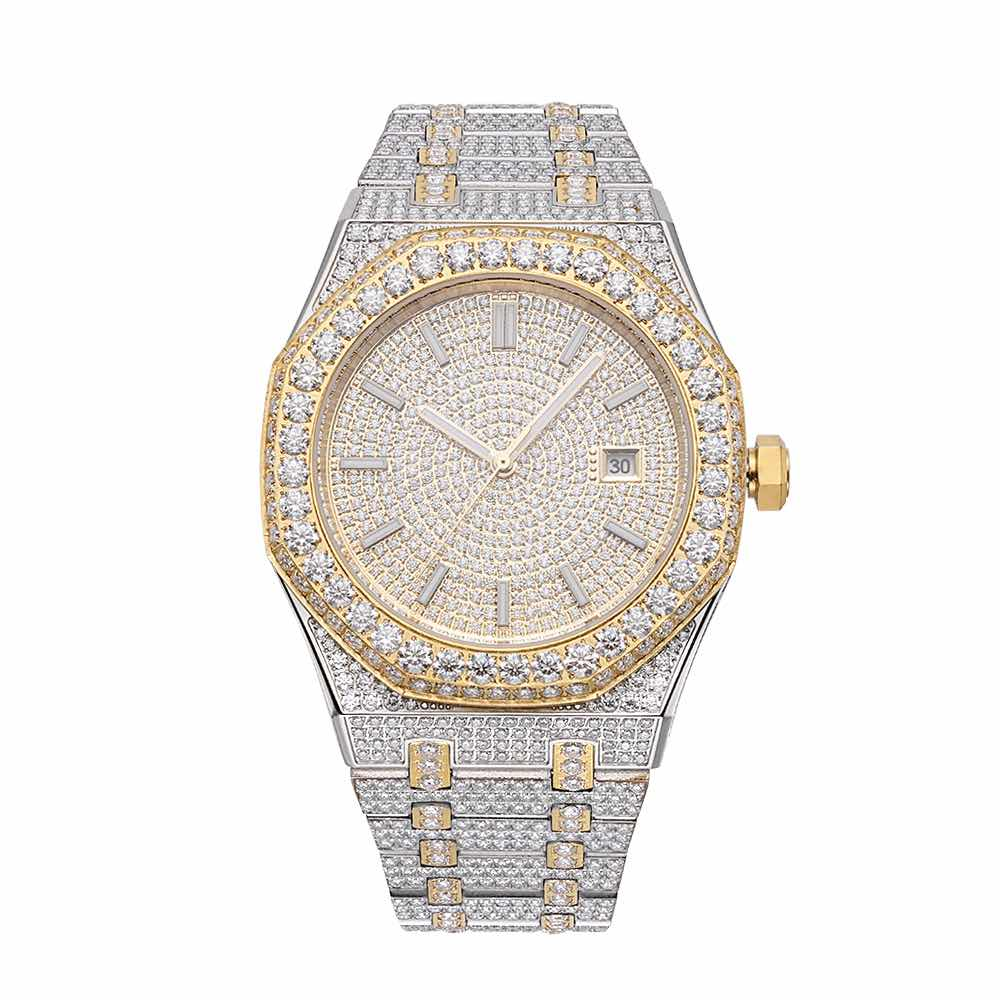 Moissanite Watch 44MM Yellow Gold