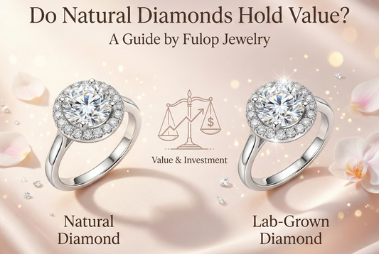 Natural vs lab-grown diamond side by side in a blog about whether natural diamonds hold value