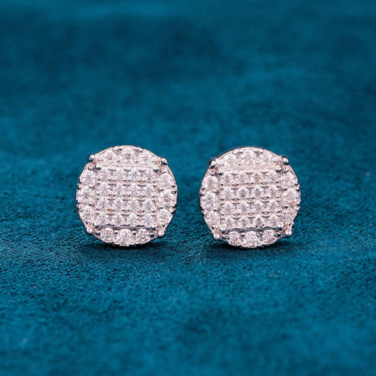 10MM 6-Row Moissanite Square Stud Earrings