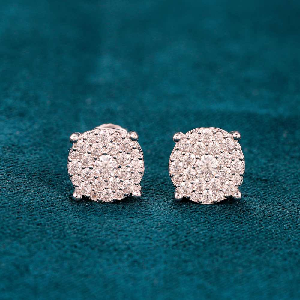 10MM Moissanite Cluster Stud Earrings