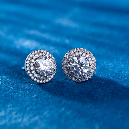 11MM Double Halo Moissanite Stud Earrings