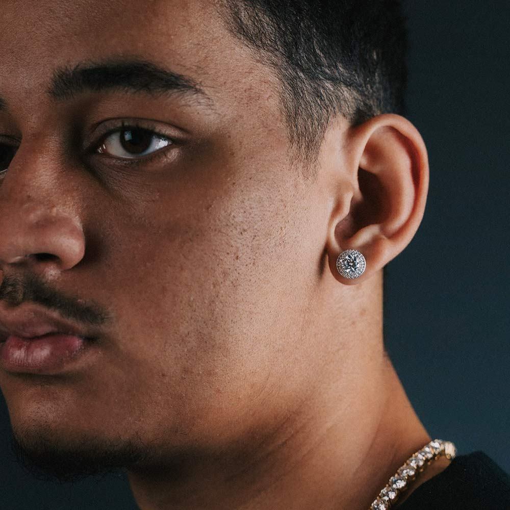 11MM Double Halo Moissanite Stud Earrings