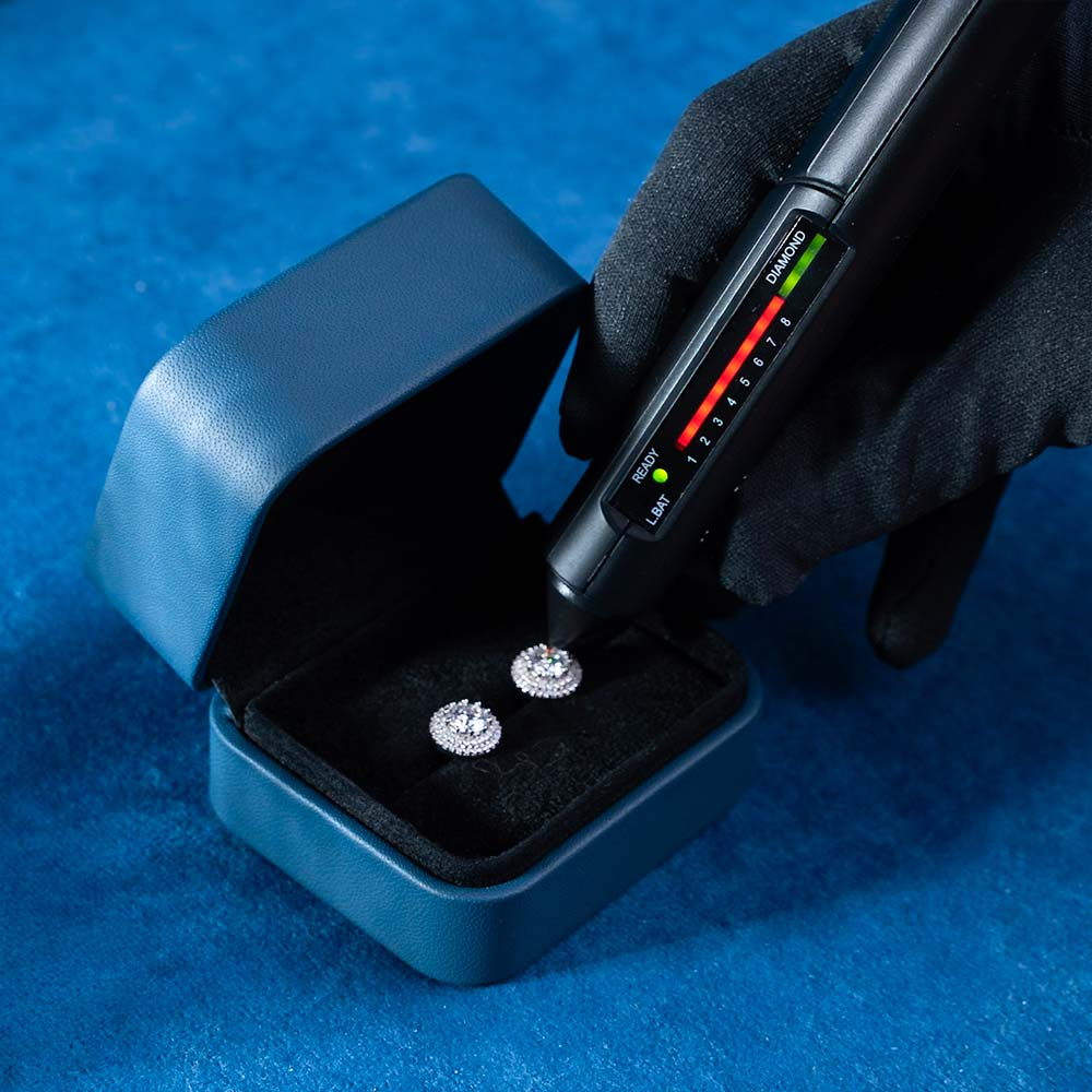 11MM Double Halo Moissanite Stud Earrings