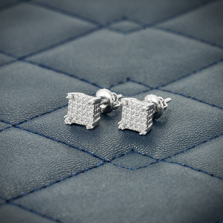 6MM Moissanite Square Cluster Earrings