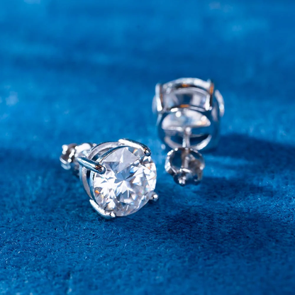 1ct Round Moissanite Stud Earrings