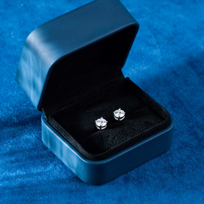 1ct Round Moissanite Stud Earrings