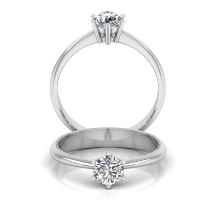 6 Prong Petite Moissanite Round Solitaire Engagement Ring