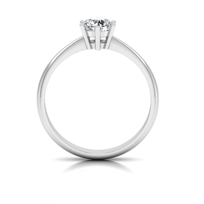 6 Prong Petite Moissanite Round Solitaire Engagement Ring