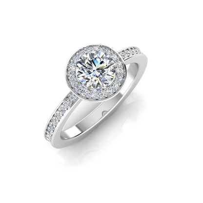 Brilliant Cut Halo Channel Set Moissanite Engagement Ring