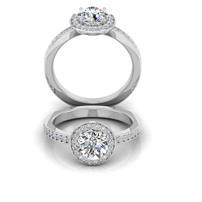 Brilliant Cut Halo Channel Set Moissanite Engagement Ring