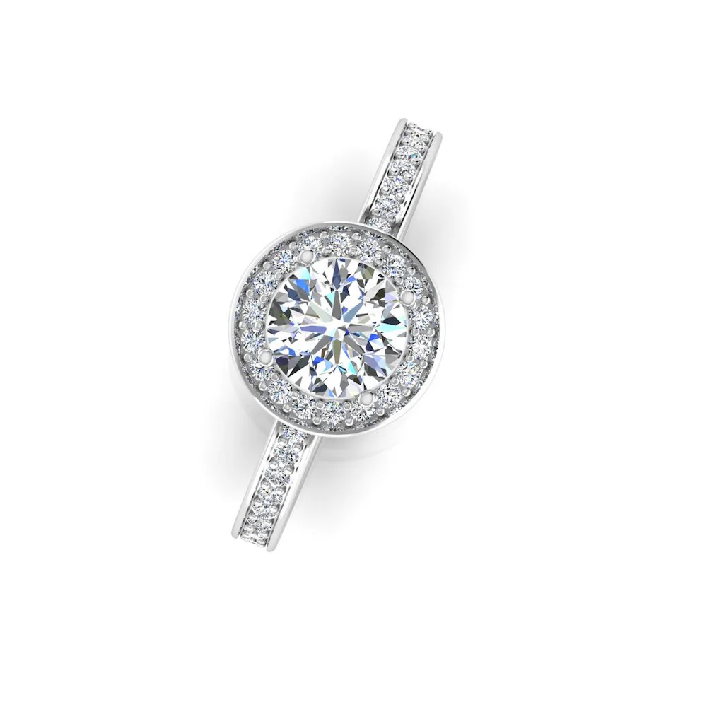 Brilliant Cut Halo Channel Set Moissanite Engagement Ring