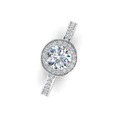 Brilliant Cut Halo Channel Set Moissanite Engagement Ring
