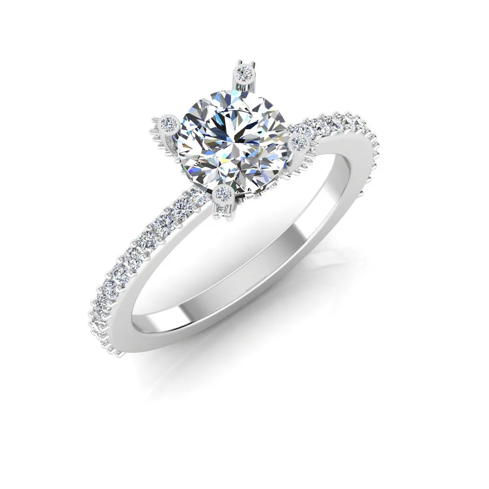 Brilliant Cut Prong & Bezel Moissanite Engagement Ring