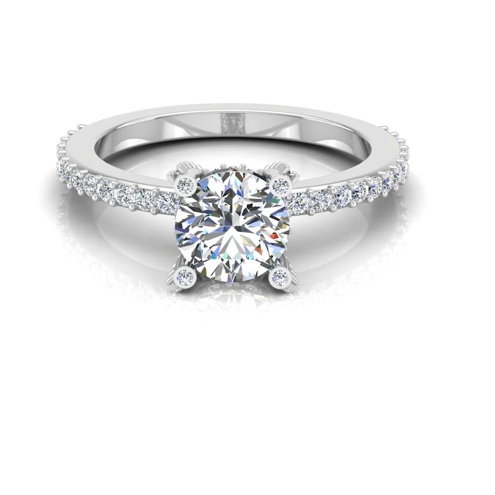 Brilliant Cut Prong & Bezel Moissanite Engagement Ring