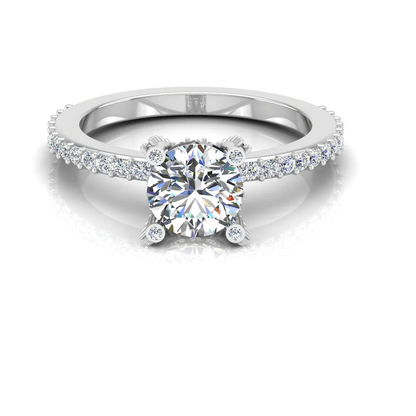 Brilliant Cut Prong & Bezel Moissanite Engagement Ring