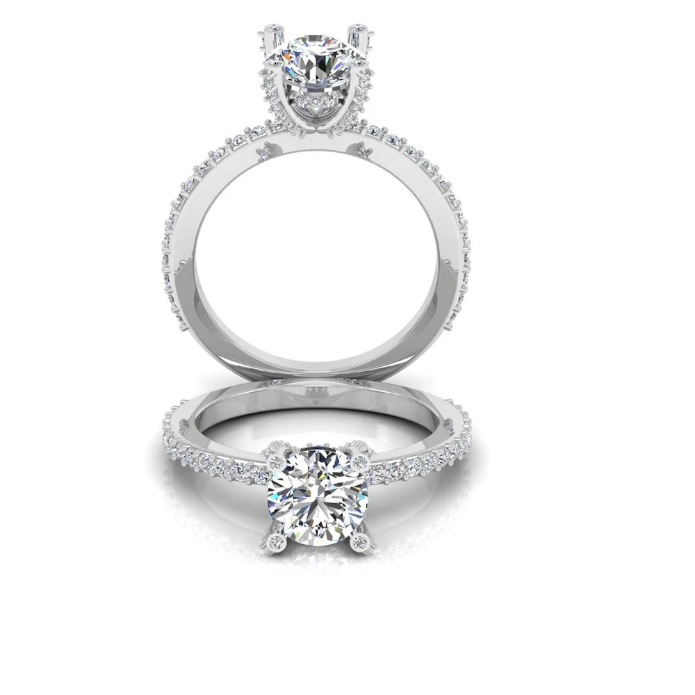 Brilliant Cut Prong & Bezel Moissanite Engagement Ring