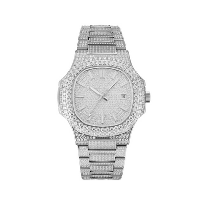 Circle Face Moissanite Watch 14K White Gold