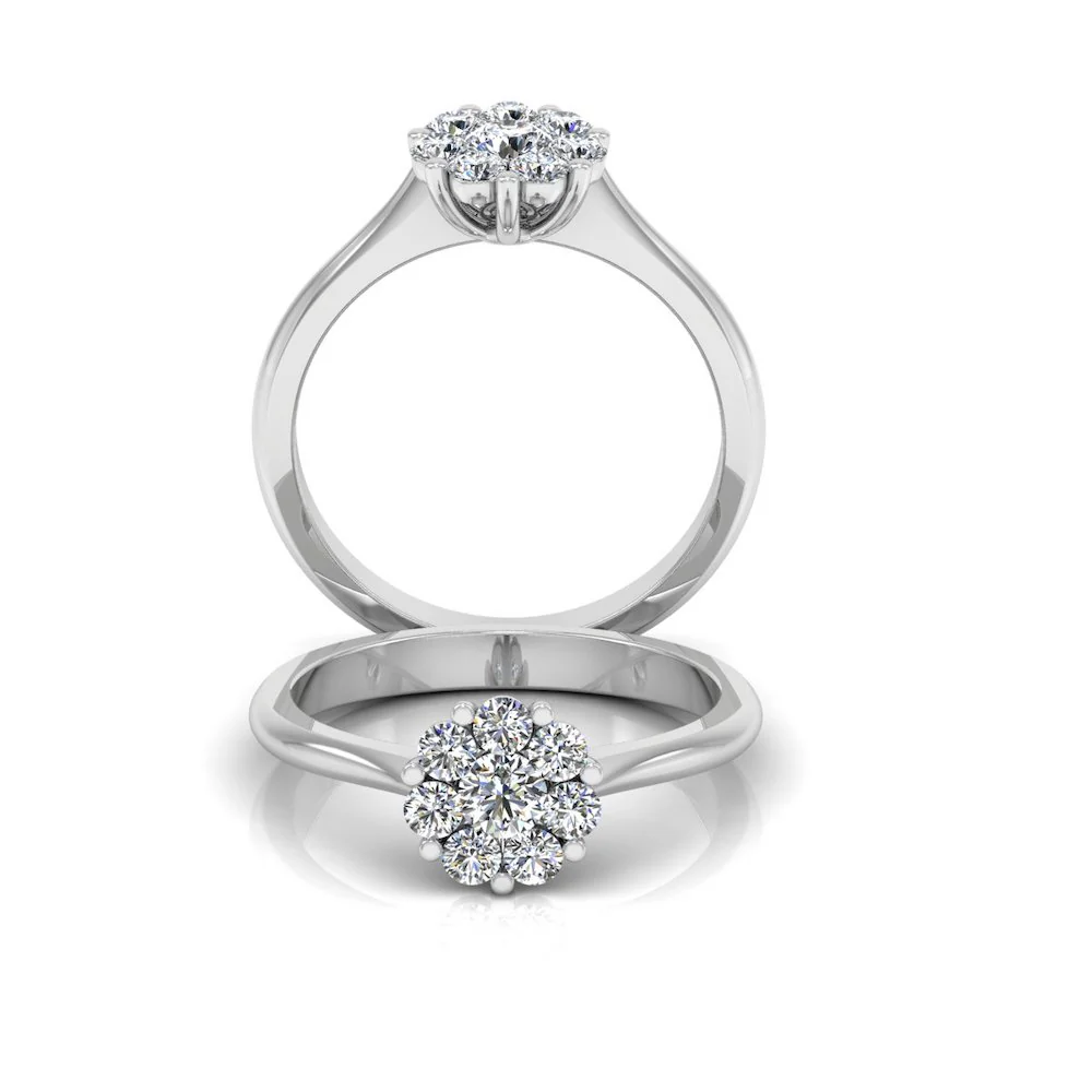 Flower Cluster Moissanite Engagement Ring