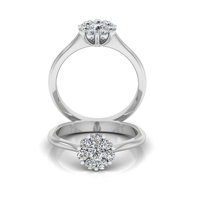 Flower Cluster Moissanite Engagement Ring