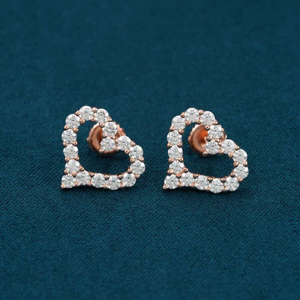 Heart Shaped Hollow Moissanite Earrings