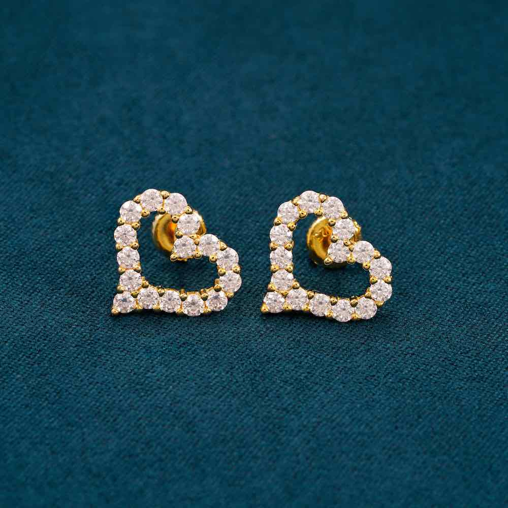 Heart Shaped Hollow Moissanite Earrings