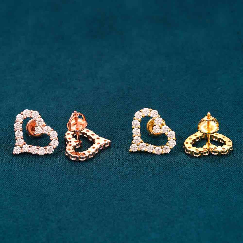 Heart Shaped Hollow Moissanite Earrings