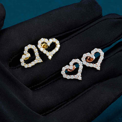 Heart Shaped Hollow Moissanite Earrings