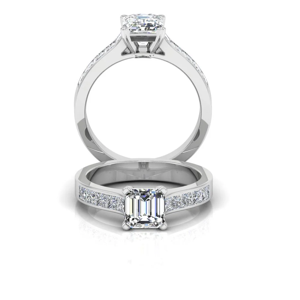 Invisible Set Radiant Cut Moissanite Engagement Ring