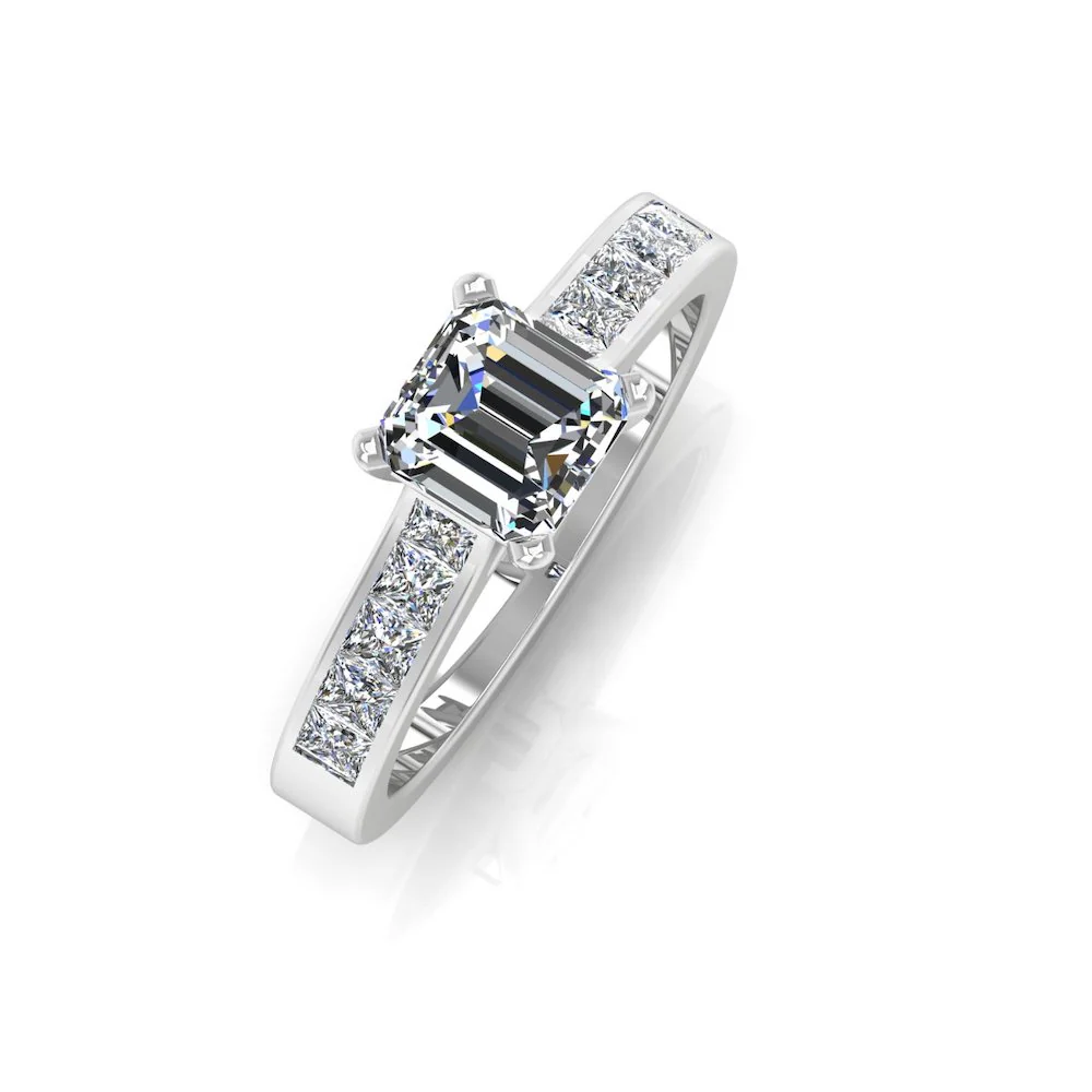 Invisible Set Radiant Cut Moissanite Engagement Ring