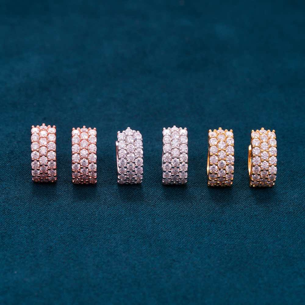 Moissanite 3-Row Hoop Earrings