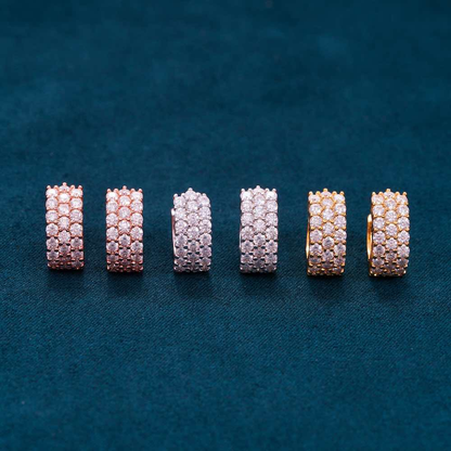 Moissanite 3-Row Hoop Earrings