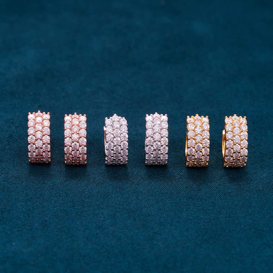 Moissanite 3-Row Hoop Earrings