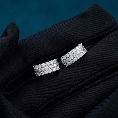 Moissanite 3-Row Hoop Earrings