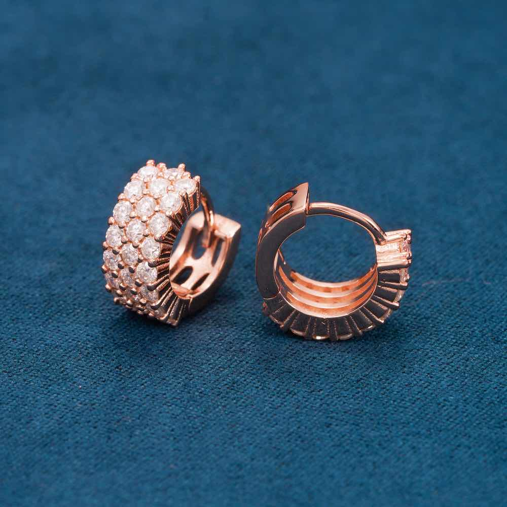 Moissanite 3-Row Hoop Earrings