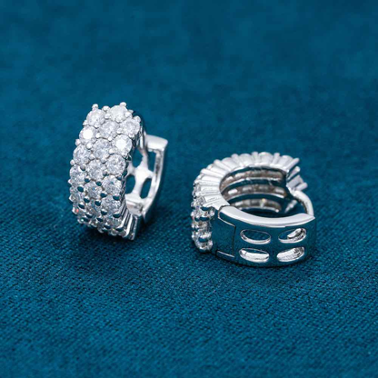Moissanite 3-Row Hoop Earrings
