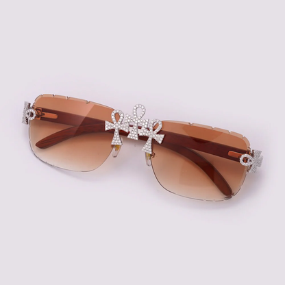 Moissanite Ankh Cross Sunglasses 14K Gold
