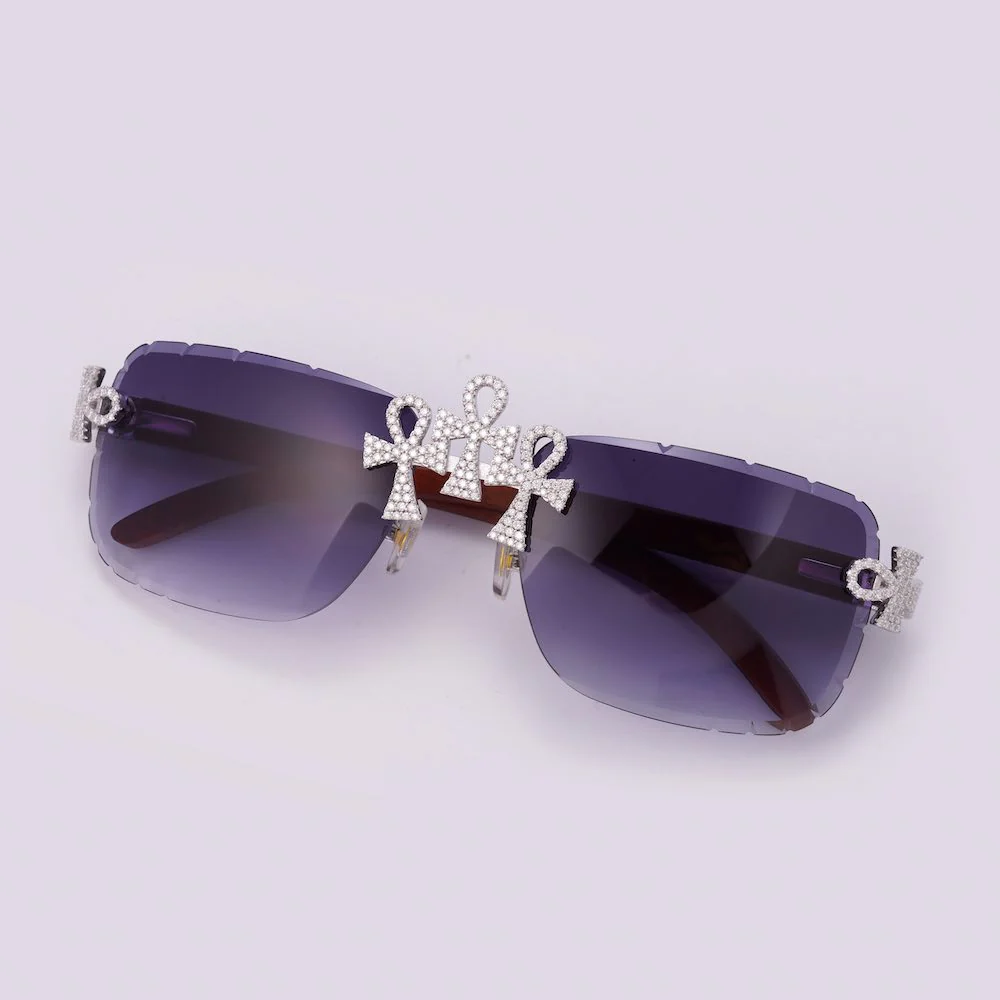 Moissanite Ankh Cross Sunglasses 14K Gold
