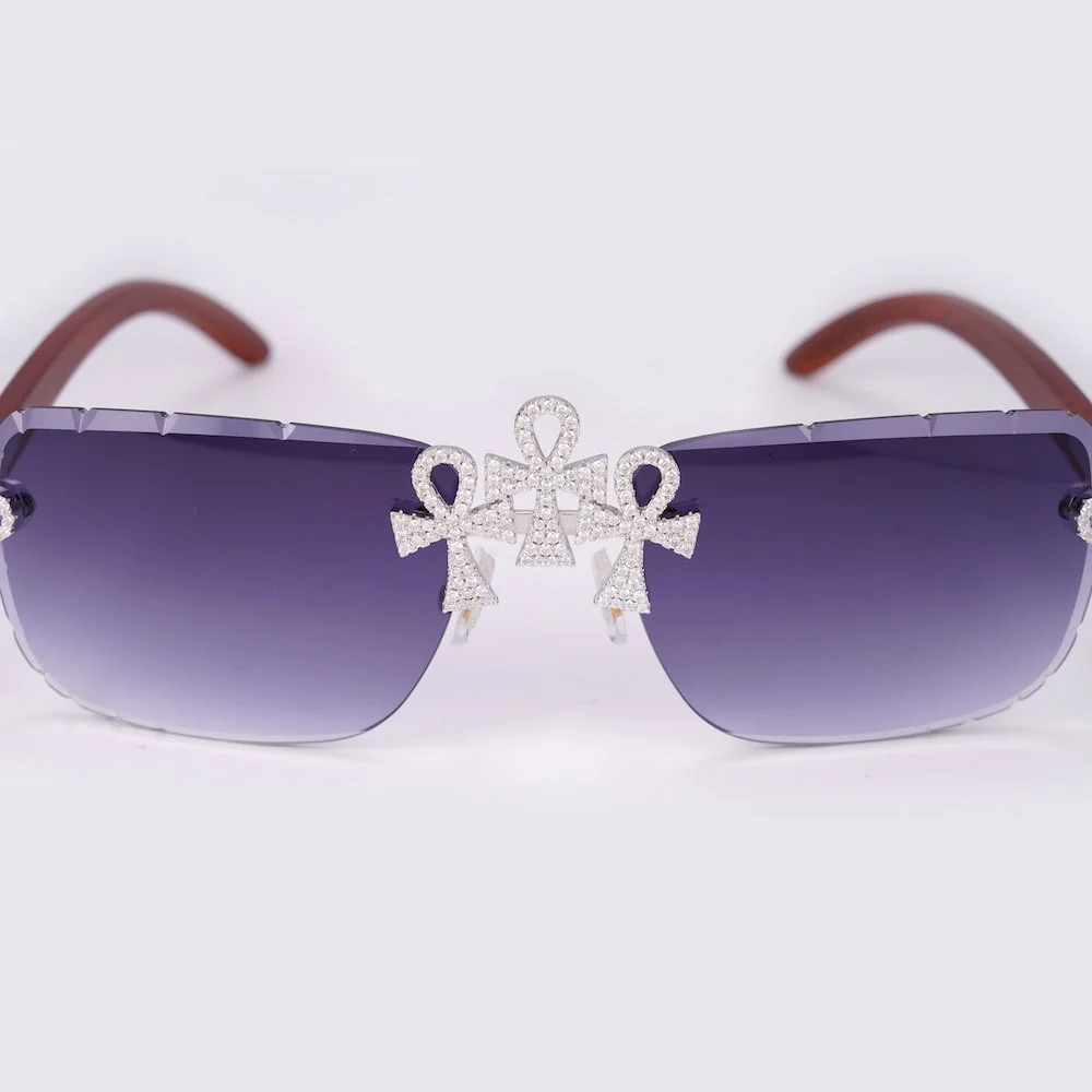 Moissanite Ankh Cross Sunglasses 14K Gold