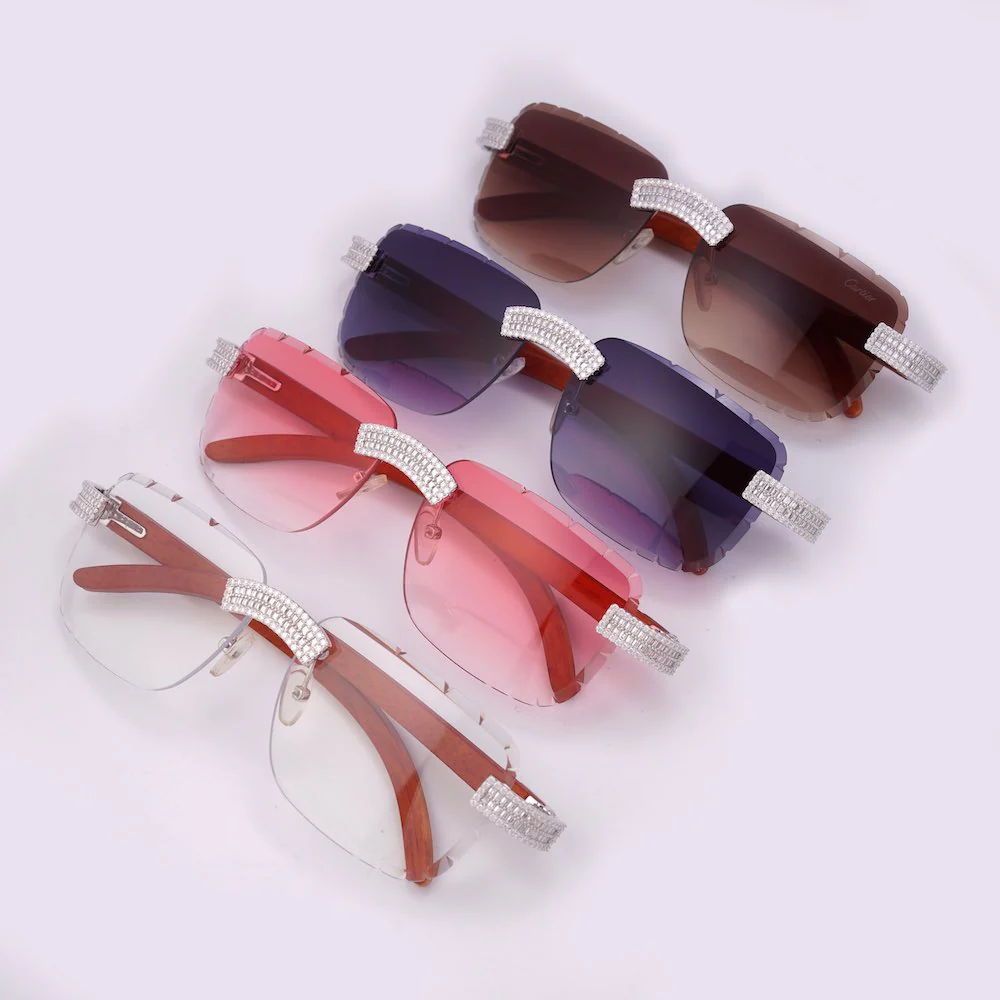 Moissanite Baguette Sunglasses 14K Gold