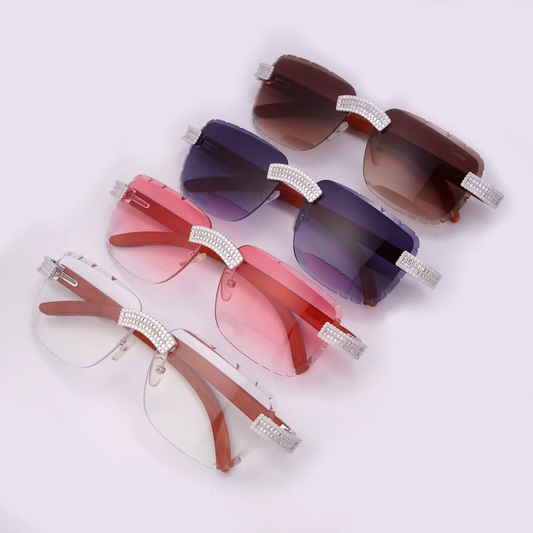 Moissanite Baguette Sunglasses 14K Gold