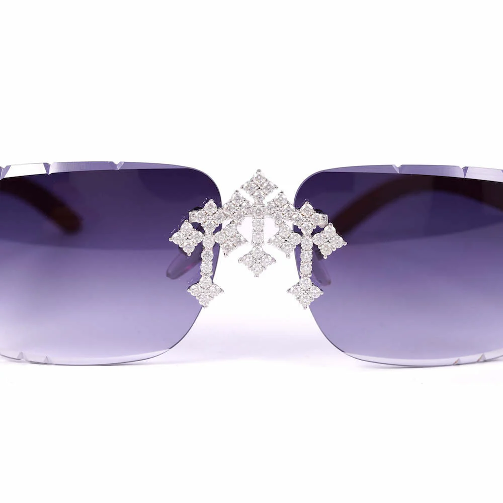 Moissanite Fleuree Cross Sunglasses 14K Gold
