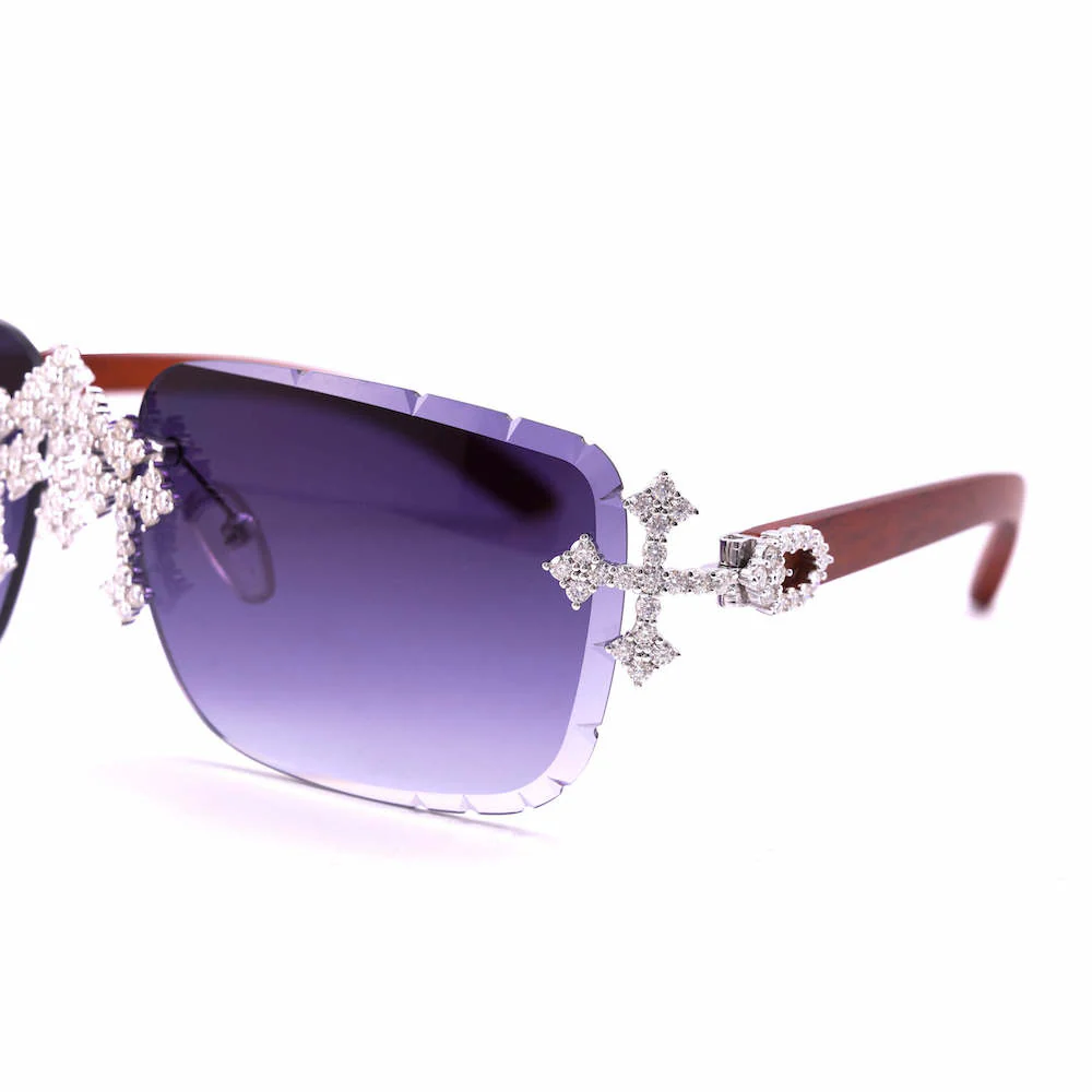 Moissanite Fleuree Cross Sunglasses 14K Gold