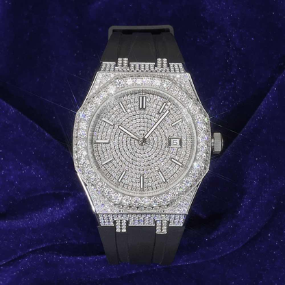 Moissanite Iced Out Silicone Band Watch