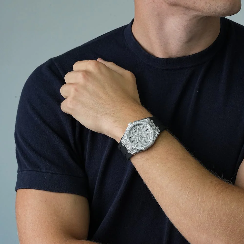 Moissanite Iced Out Silicone Band Watch