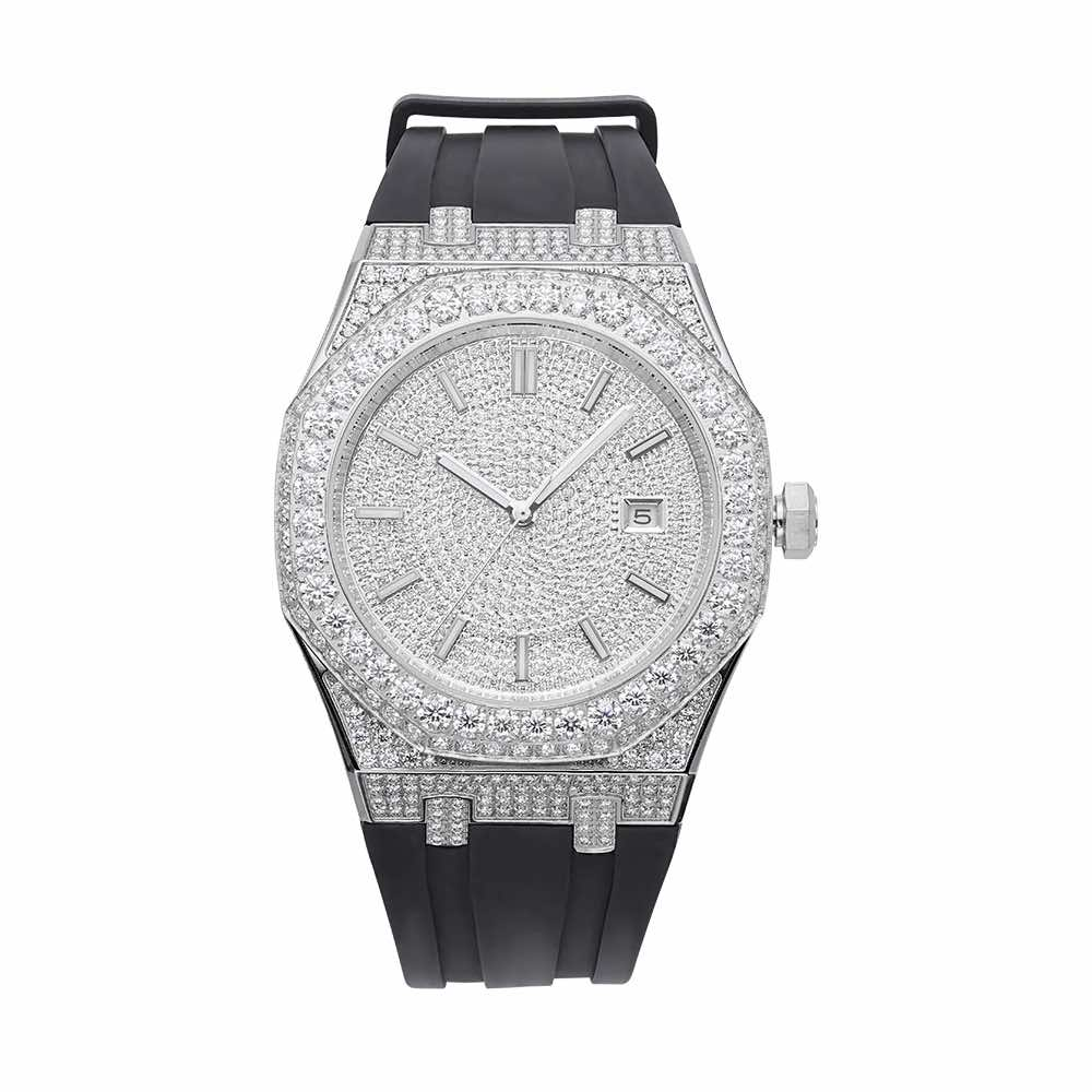 Moissanite Iced Out Silicone Band Watch