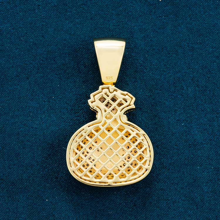 Moissanite Money Bag Pendant 14K Gold