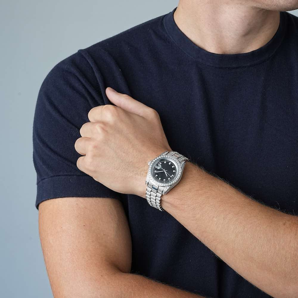 Moissanite Presidential Watch Black Dial 41MM