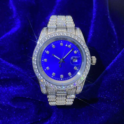 Moissanite Presidential Watch Blue Dial 41MM